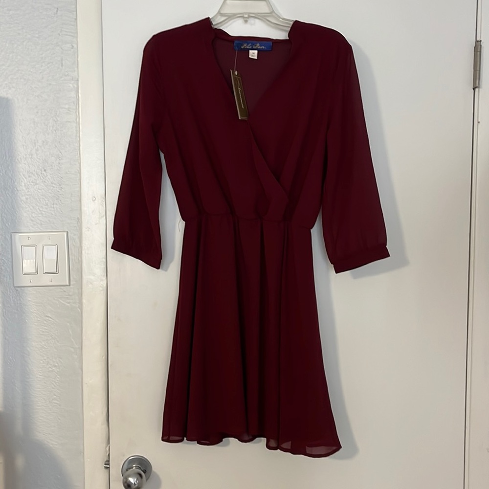 Burgundy 3/4 sleeve dress